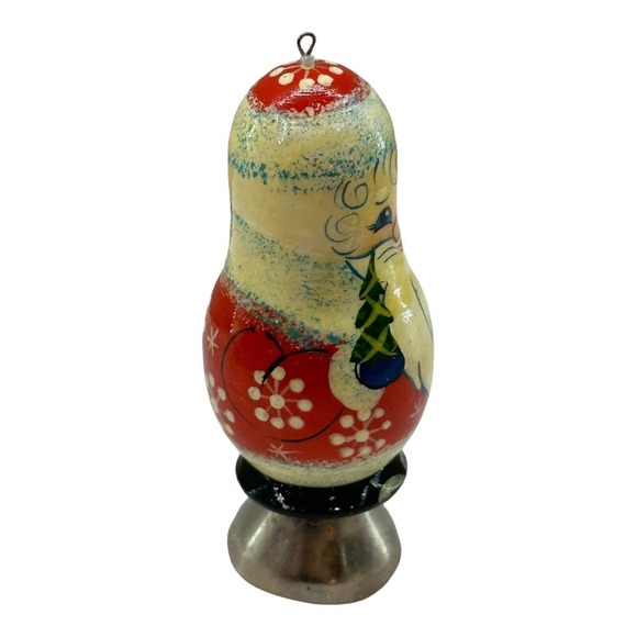 Ceprueb Nocag Santa Claus Bell Christmas Ornament Hand Carved Painted Russia VTG - Picture 4 of 7